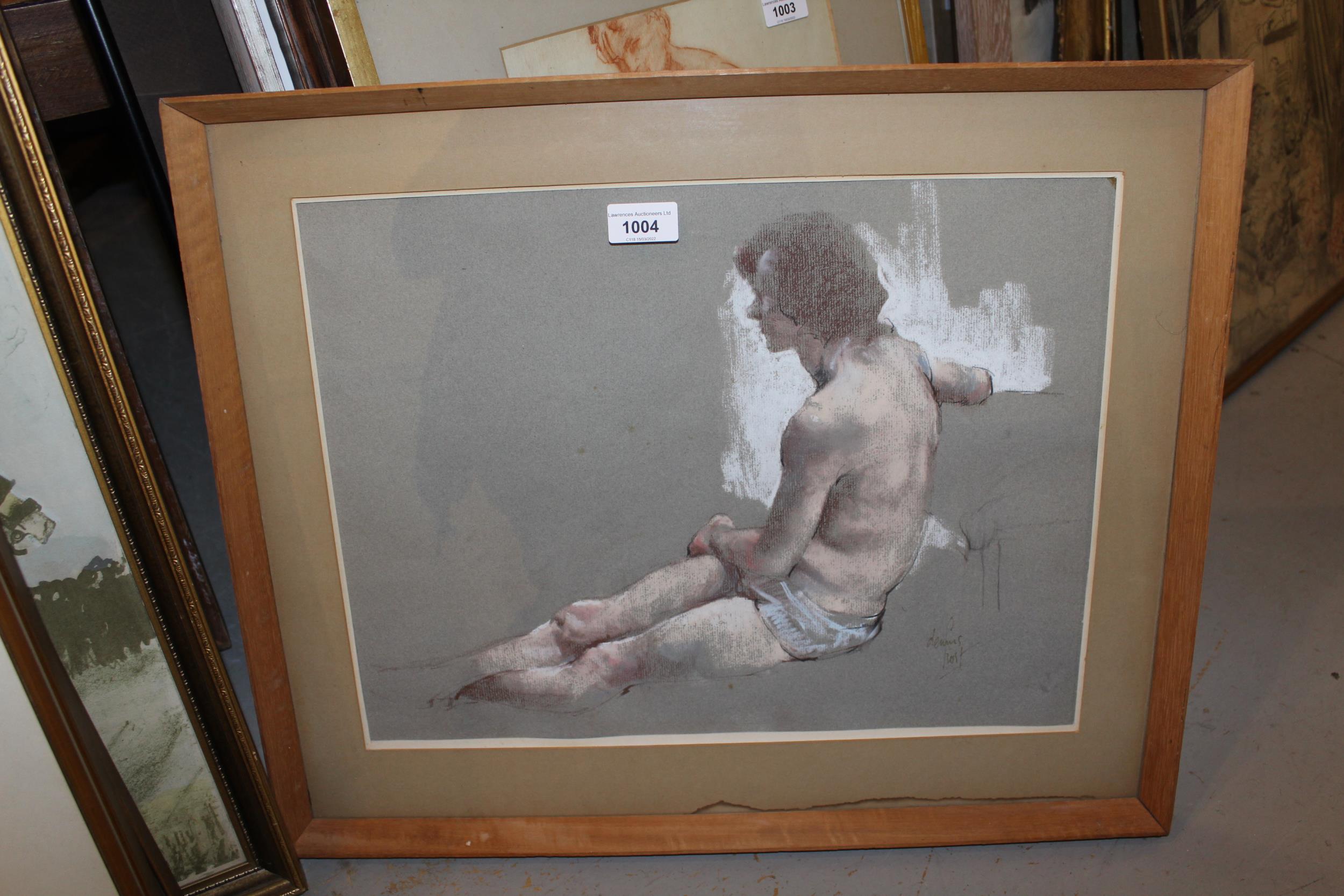 Dennis Frost, signed pastel drawing, figure study of a young man, 13.5ins x 17.5ins - Image 2 of 2