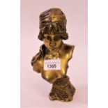 Emmanuel Villanis (1858 - 1914), small gilt bronze bust of a girl ' Mignon ', signed in the bronze