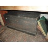 19th Century stained pine trunk with hinged lid, 36ins wide