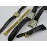 Ladies Omega gold plated wristwatch, together with two other wristwatches and two straps