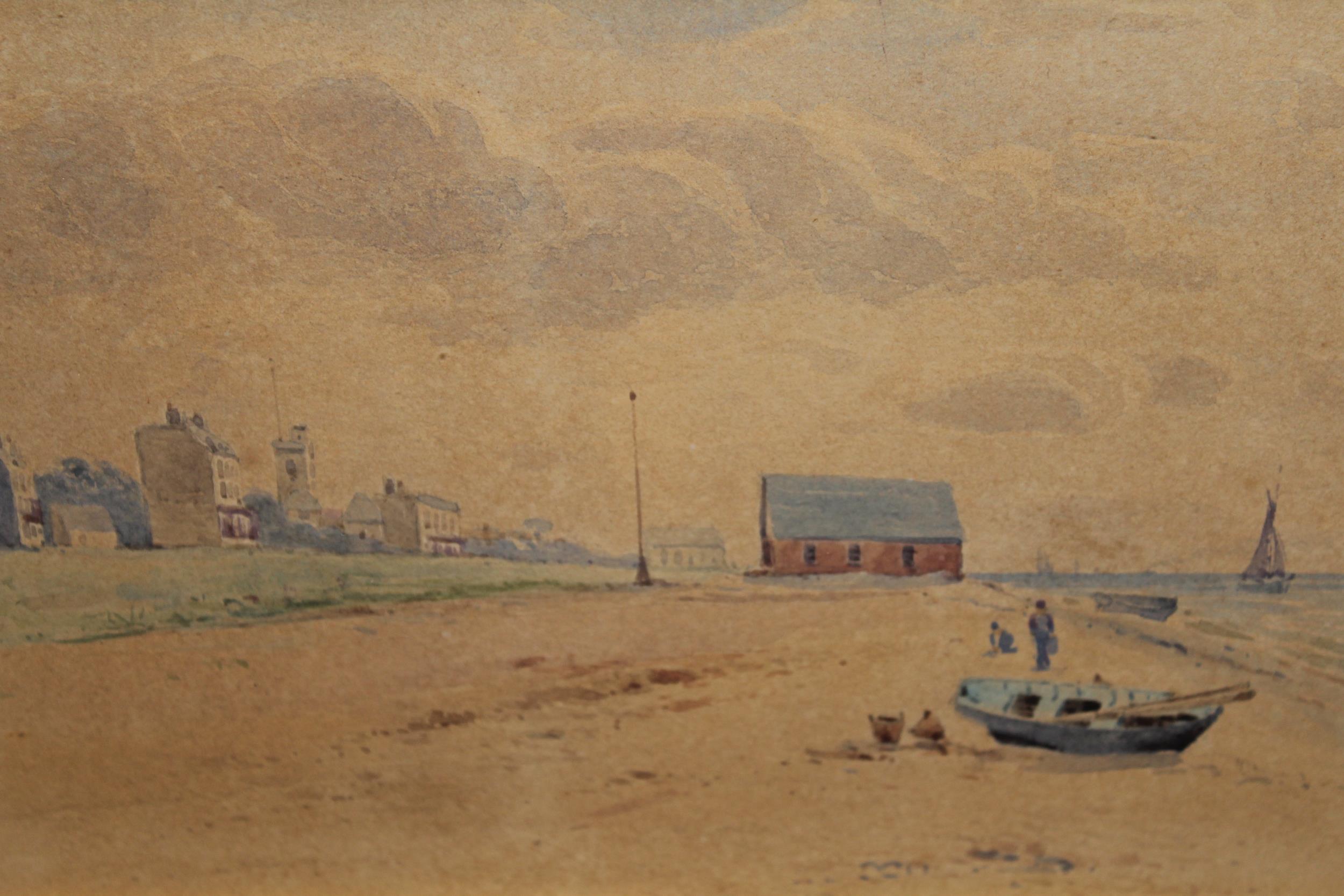 Two watercolours coastal scenes, one signed with monogram A.S and the other indistinctly signed, 5. - Image 2 of 3