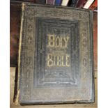 19th Century leather bound and brass mounted family Bible