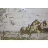 20th Century woodblock print, titled ' The Ploughing Match ', by Alison Milner Gullano, signed by