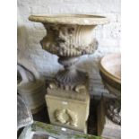 Joseph Cliff & Son, Wartley, 19th Century pale yellow terracotta garden urn with maskhead and