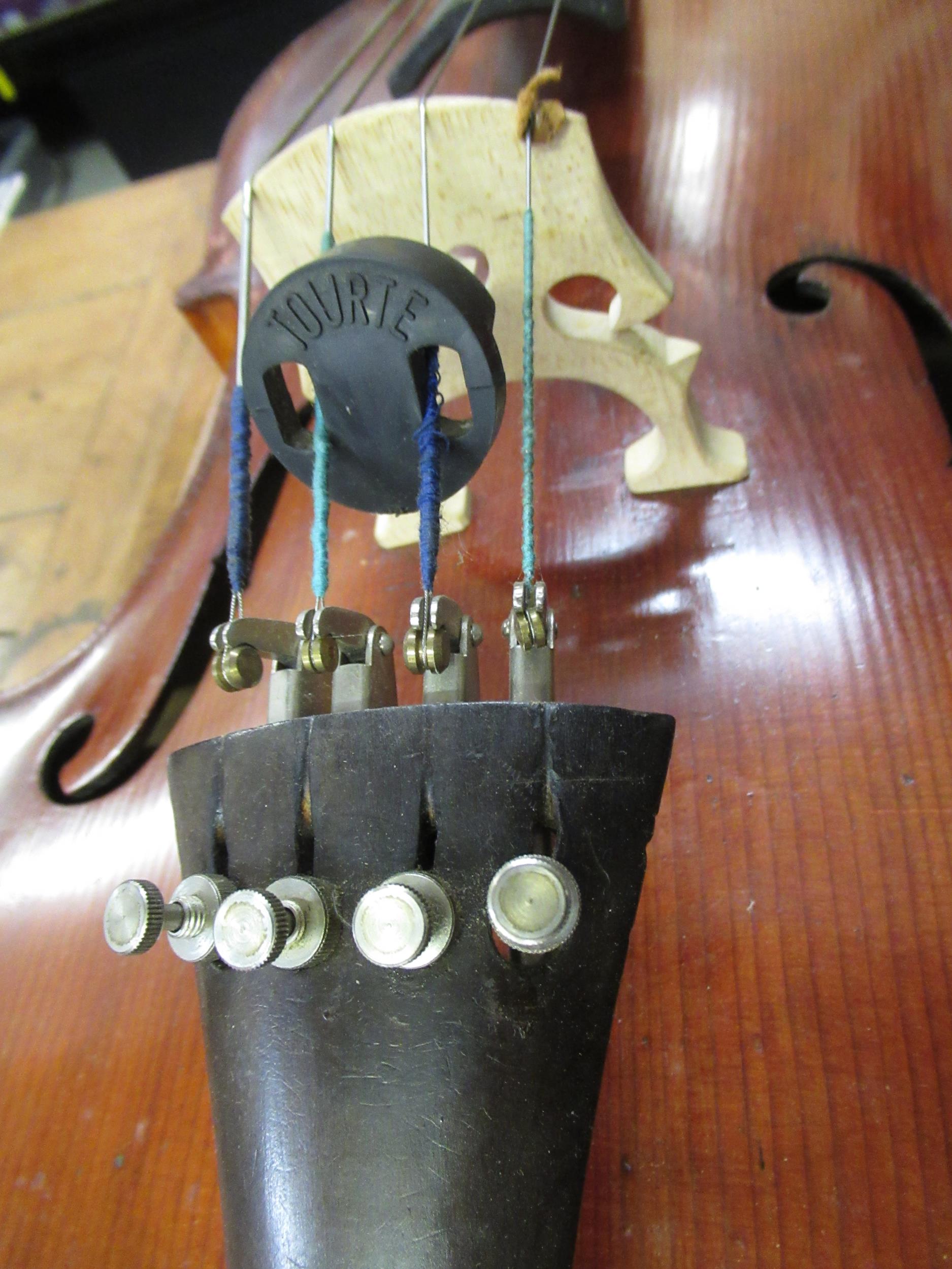 Late 19th / early 20th Century cello with 29.5in two section back, with bow, in a soft case - Image 15 of 32