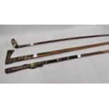 20th Century walking cane in the form of a golf club, and two other walking canes