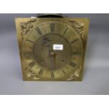 Two unsigned brass longcase clock dials with thirty hour movements Additional photographs of the