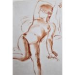 Wilfred Gabriel de Glehn, red pastel drawing, female figure study, 14ins x 11.5ins approximately,