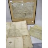 Small quantity of various antique indentures, including a framed indenture