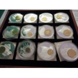 Three wooden boxes containing collection of Pattern coins