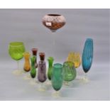 Quantity of mid 20th Century various coloured glass vases etc.