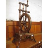 19th Century mahogany spinning wheel (at fault)