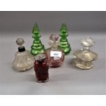 Group of six various Victorian glass perfume bottles