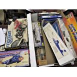 Box containing various unbuilt aviation models by Airfix, Revell and others, together with a