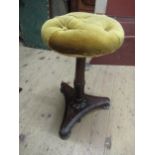 William IV circular rosewood piano stool on turned carved column and triform support (converted)
