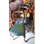 Set of five matching 19th Century balloon back dining chairs, with carved backs and cabriole front