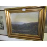 Early 20th Century oil on canvas, view across a rural landscape, signed Lundgrun ?, 12ins x 15ins