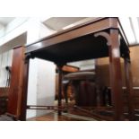 Reproduction mahogany rectangular lamp table, the galleried top above square tapered supports and
