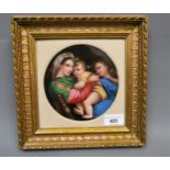 19th Century Continental porcelain plaque depicting the Madonna and child and infant John the