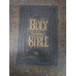 19th Century leather bound and brass mounted family Bible
