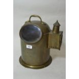 20th Century brass cased ships binnacle compass, 13.5ins high x 8ins diameter