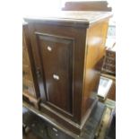 Edwardian walnut bedside cabinet with single panel door, 15.25ins wide, together with a reproduction