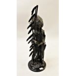 20th Century brown patinated bronze figure of a North American chieftain Indian, after Carl Kauba,