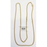 9ct Yellow gold neck chain, 15.3g, length 30.5ins