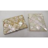 Two late 19th / early 20th Century mother of pearl mounted card cases, one inlaid with an abalone