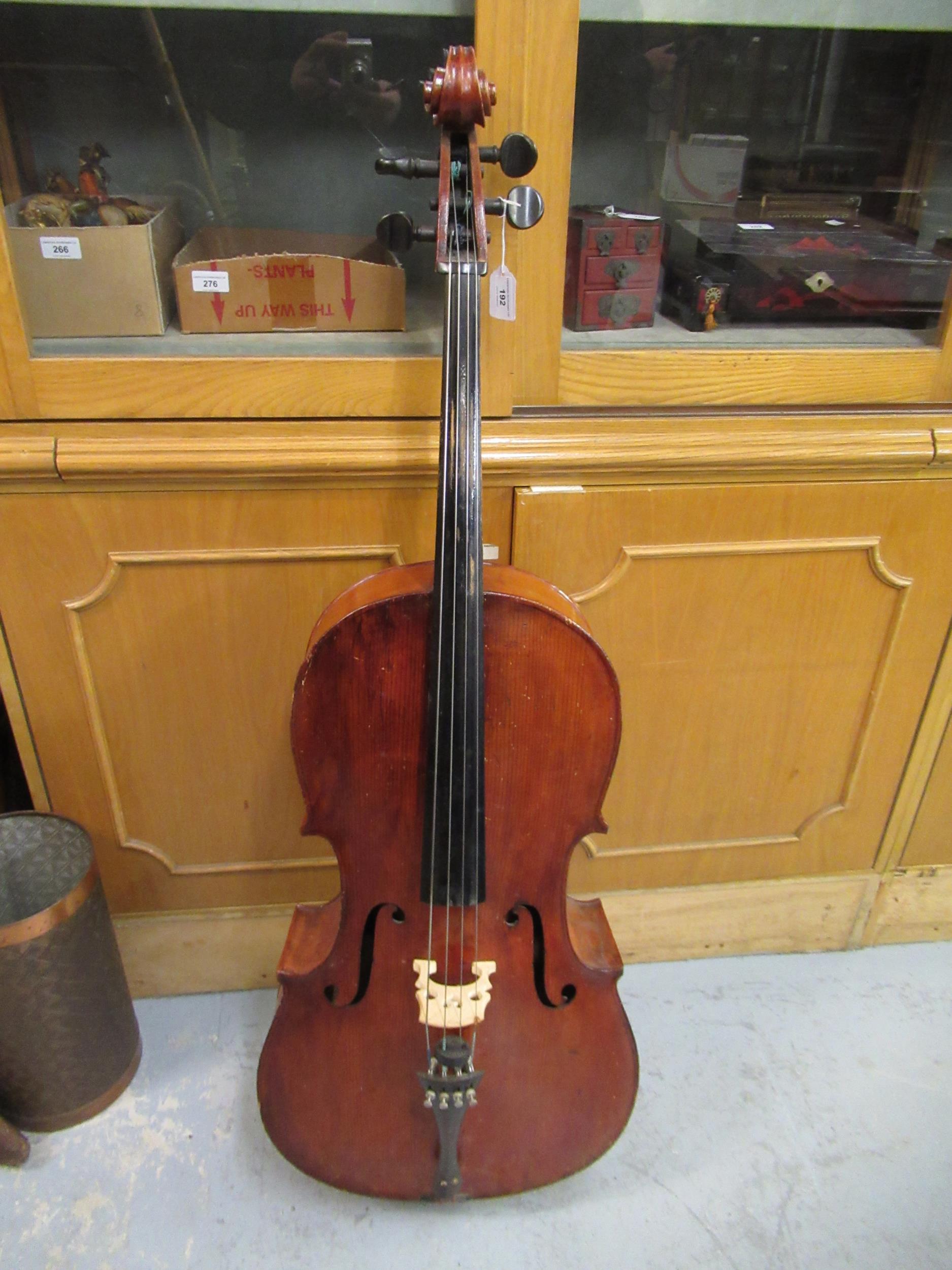Late 19th / early 20th Century cello with 29.5in two section back, with bow, in a soft case - Image 21 of 32