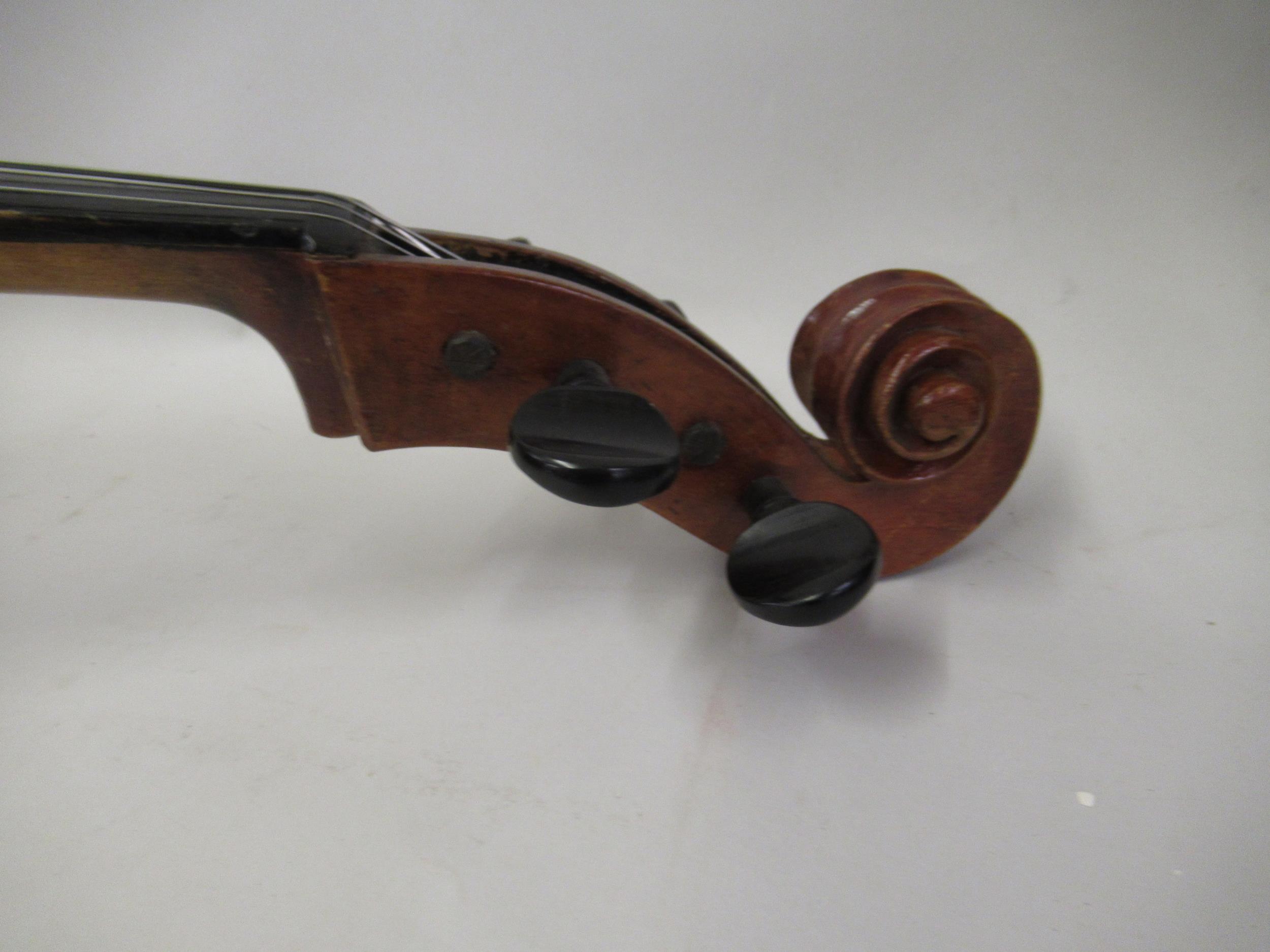 Late 19th / early 20th Century cello with 29.5in two section back, with bow, in a soft case - Image 3 of 32