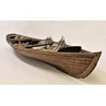 Well detailed late 19th / early 20th Century clinker built model of a rowing boat, 48.5ins long