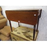 19th Century oak rectangular drop-leaf Pembroke table with a single end drawer on turned tapering