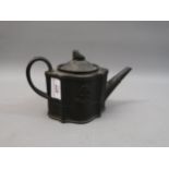 19th Century black basalt teapot (crack to spout), 5ins high