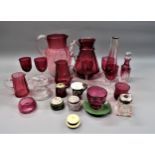 Quantity of various Cranberry and other glassware