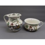 20th Century porcelain wash jug and chamber pot with Chinese decoration made by Bisto