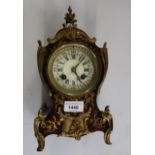 Late 19th / early 20th Century Buhl two train mantel clock, 12ins high (at fault)