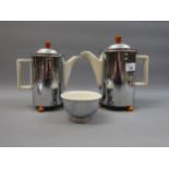 WMF chrome plated pottery insulated tea service of stylised form