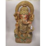 Large painted and carved wooden figure of Ganesh (carved from a solid) 24ins high