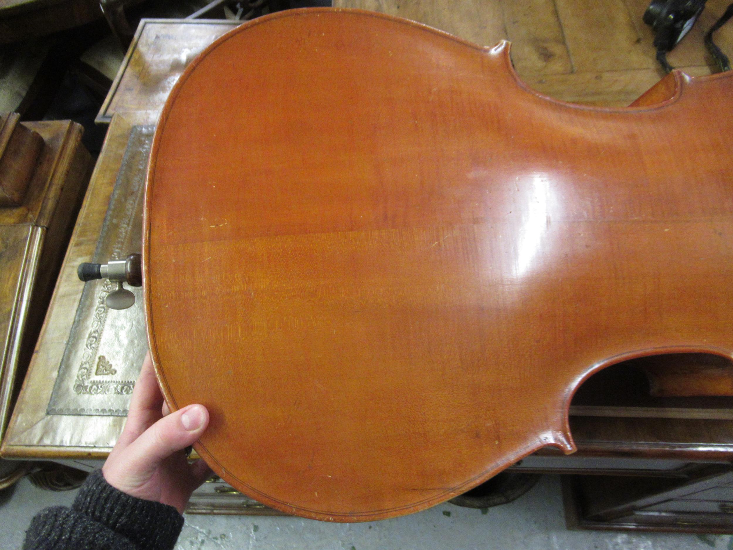 Late 19th / early 20th Century cello with 29.5in two section back, with bow, in a soft case - Image 19 of 32