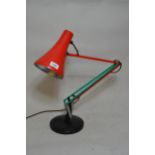 1980's Anglepoise lamp repainted in red, green and black