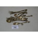 Small quantity of Continental white metal coffee spoons and forks