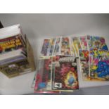 Box containing a collection of Marvel 1980's comics including X-Men 1 & 2, and New Mutants No. 100