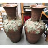Pair of large 20th Century terracotta floor vases, 36ins high