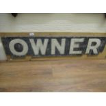 Two early 20th Century horse racing handpainted wooden signs for ' Winner ' and ' Owner ' (at