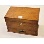 Victorian mahogany stationery box, the hinged sloping lid enclosing a fitted interior above a