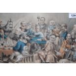 19th Century satirical coloured lithograph by William Mecham, signed in the print ' Tom Merry ',