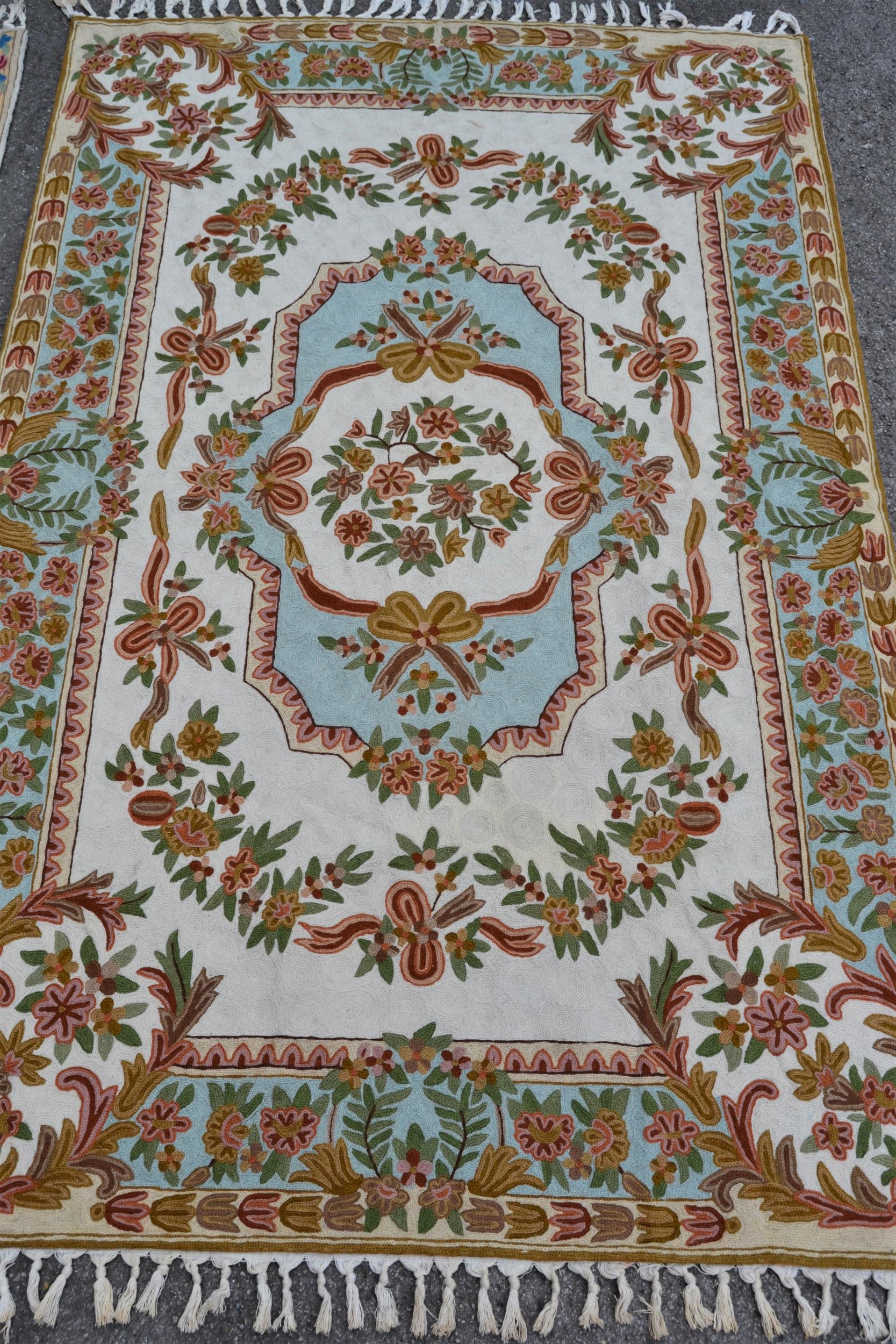 Indian Numdah rug with a medallion and all-over floral design with borders, 6ft x 3ft 10ins - Image 2 of 2