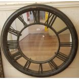 Late 20th Century circular wooden and metalwork mirror (at fault), 40ins diameter
