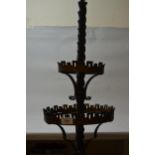 Heavy cast iron standard lamp with spiral twist column (lacking eletrics and shade)
